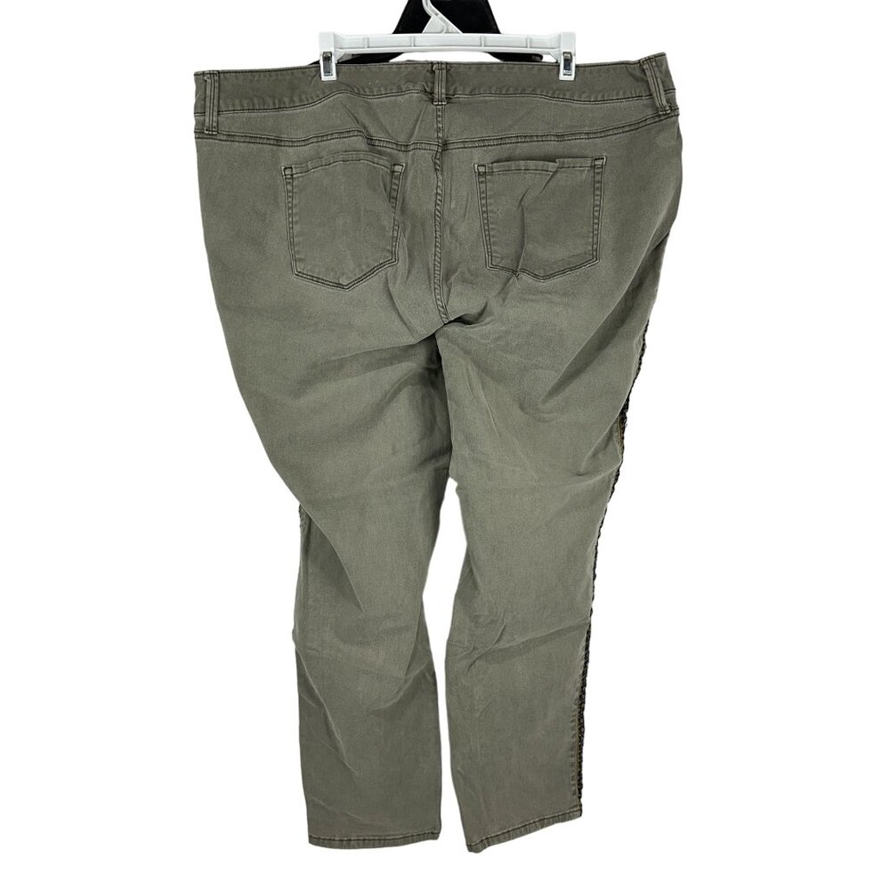 Torrid Denim Womens Size 22 Khaki Pants Embroidered Trim Casual - Picture 3 of 9